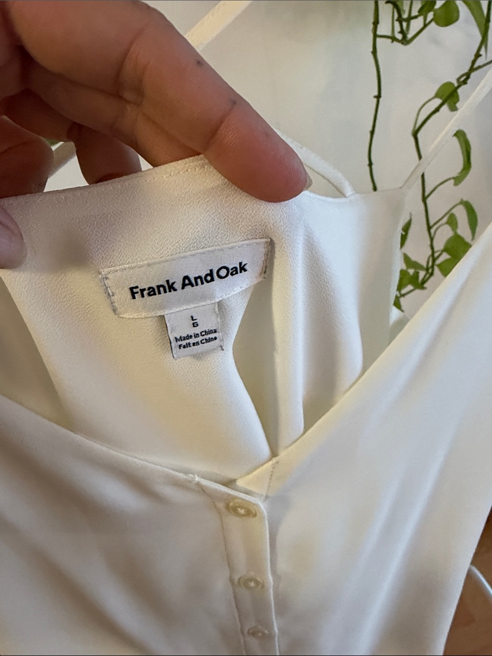 Frank & Oak White Button-Front Cami - Picture 2 of 5